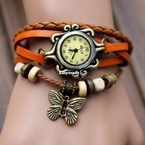 dámské hodinky s motýlkem - orange