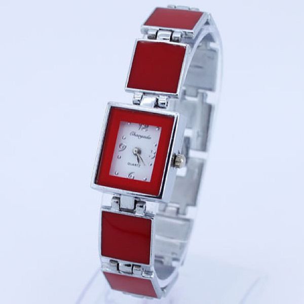 elegantní dámské hodinky v retro stylu - červené