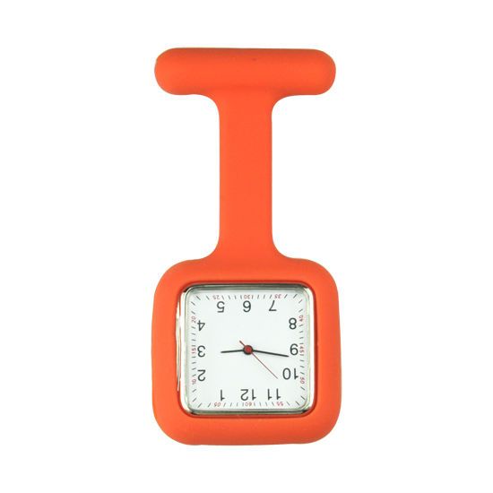 Přívěskové hodinky pro zdravotní sestry silikonové hranaté - orange