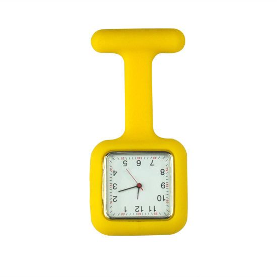 Přívěskové hodinky pro zdravotní sestry silikonové hranaté - žluté