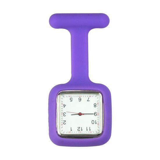 Přívěskové hodinky pro zdravotní sestry silikonové hranaté - fialové