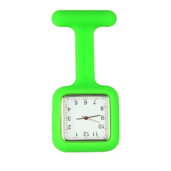 Přívěskové hodinky pro zdravotní sestry silikonové hranaté - zelené