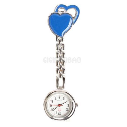 Přívěskové hodinky pro zdravotní sestry dvojSRDCE - modré
