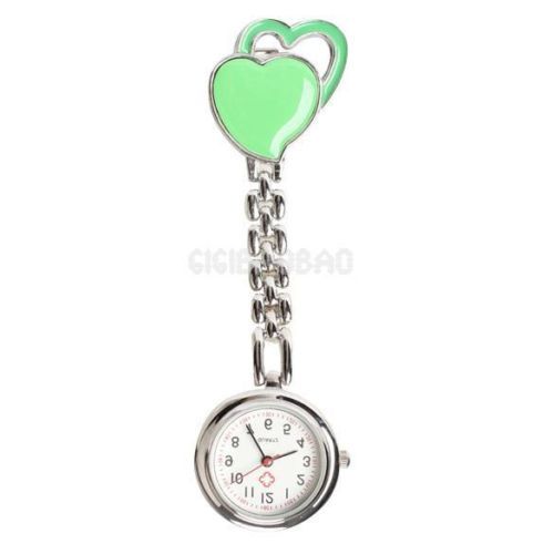 Přívěskové hodinky pro zdravotní sestry dvojSRDCE - zelené
