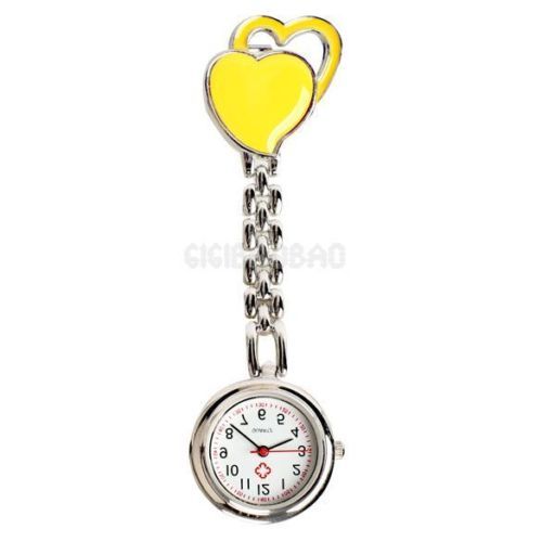 Přívěskové hodinky pro zdravotní sestry dvojSRDCE - žluté