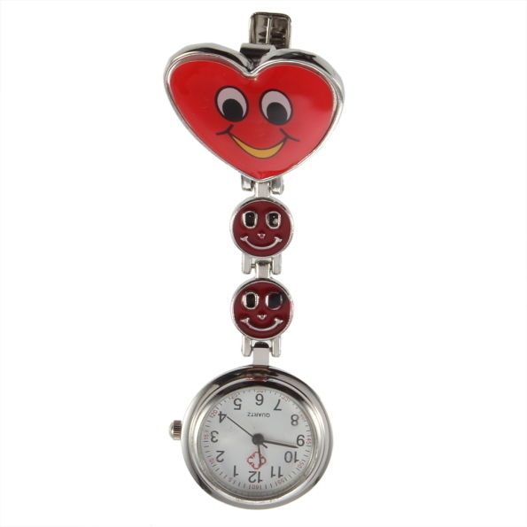 Přívěskové hodinky pro zdravotní sestry SRDCE smile - Přívěskové hodinky pro zdravotní sestry SMILE červené
