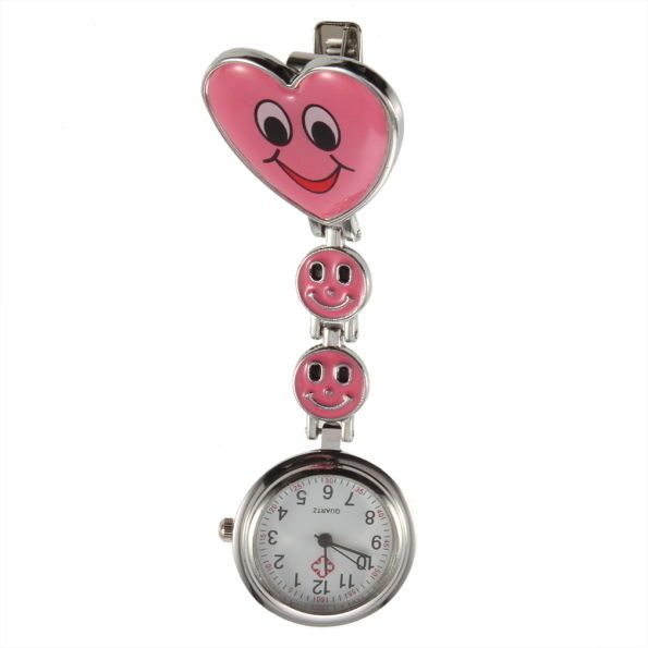 Přívěskové hodinky pro zdravotní sestry SRDCE smile - Přívěskové hodinky pro zdravotní sestry SMILE růžové