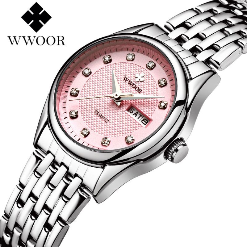 elegantní dámské náramkové hodinky - růžové