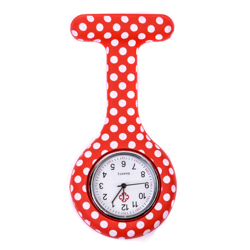 Přívěskové hodinky pro zdravotní sestry SILIKONOVÉ retro - červená