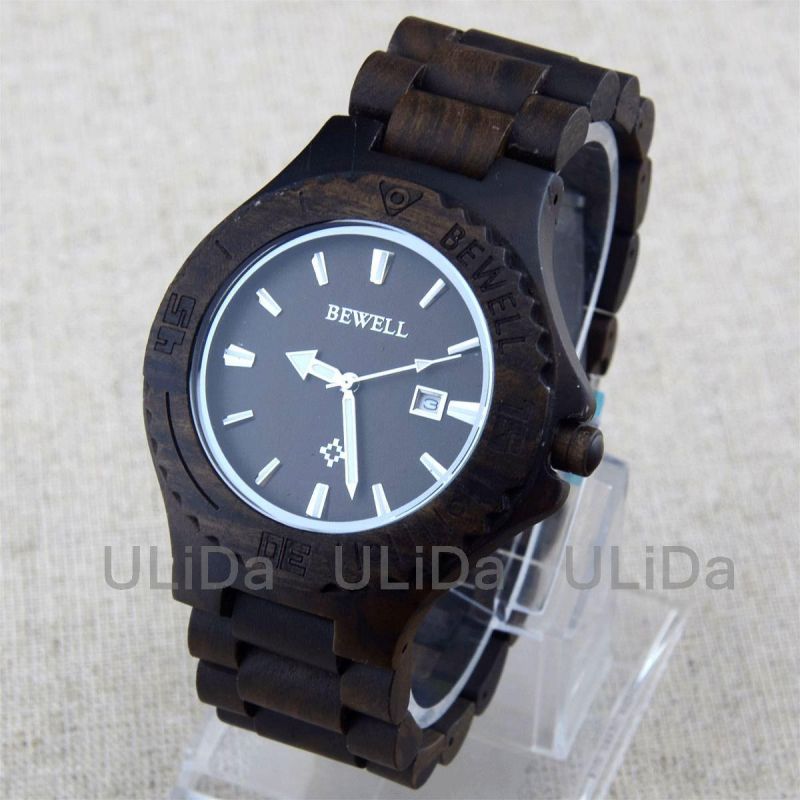 Dřevěné hodinky Bewell, několik barevných variant - černé