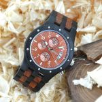 Pánské dřevěné hodinky BeWell se stopkami Black