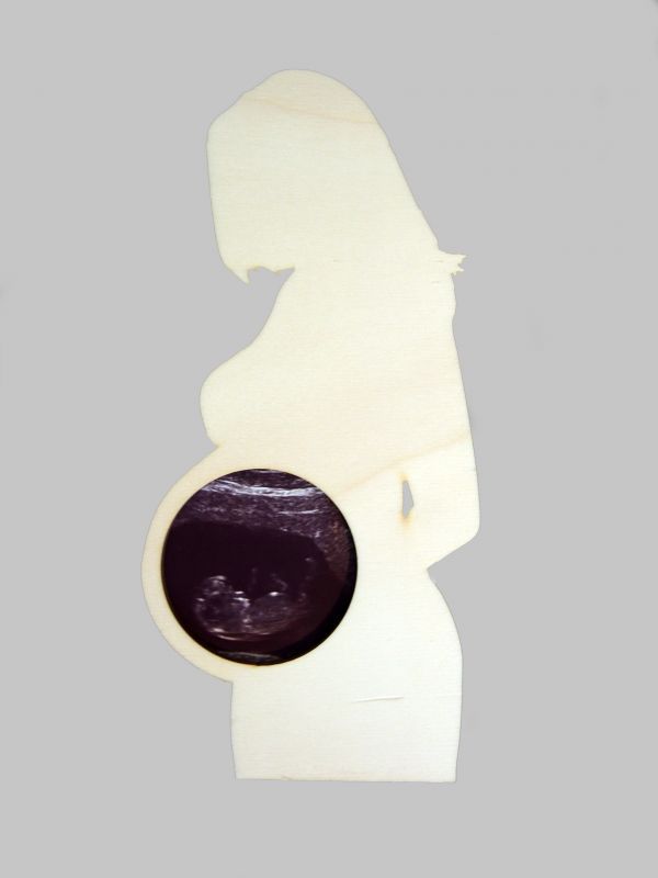 Rámeček na ultrazvuk silueta těhotné ženy malá bez textu